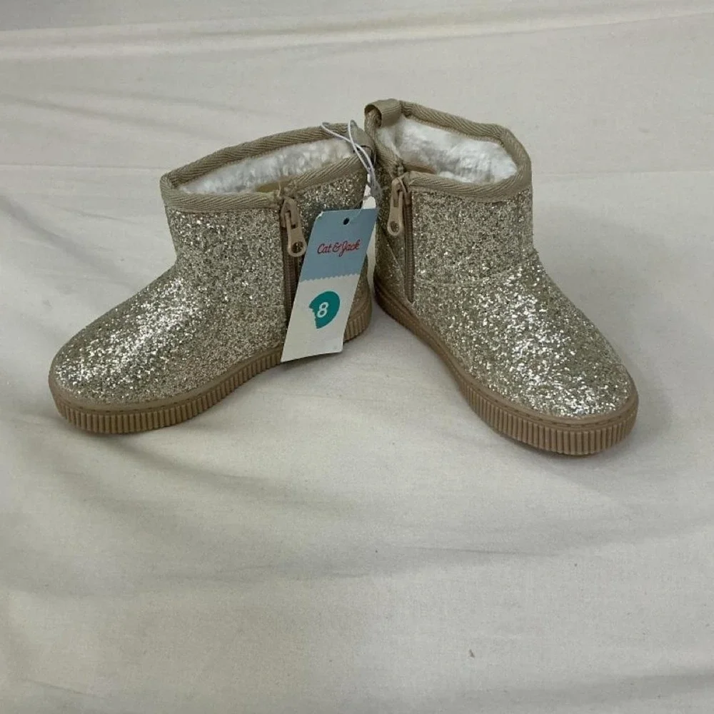 Cat & Jack Glitter Winter Boots | Toddler Size 8 | Gold | NWT ✨❄️